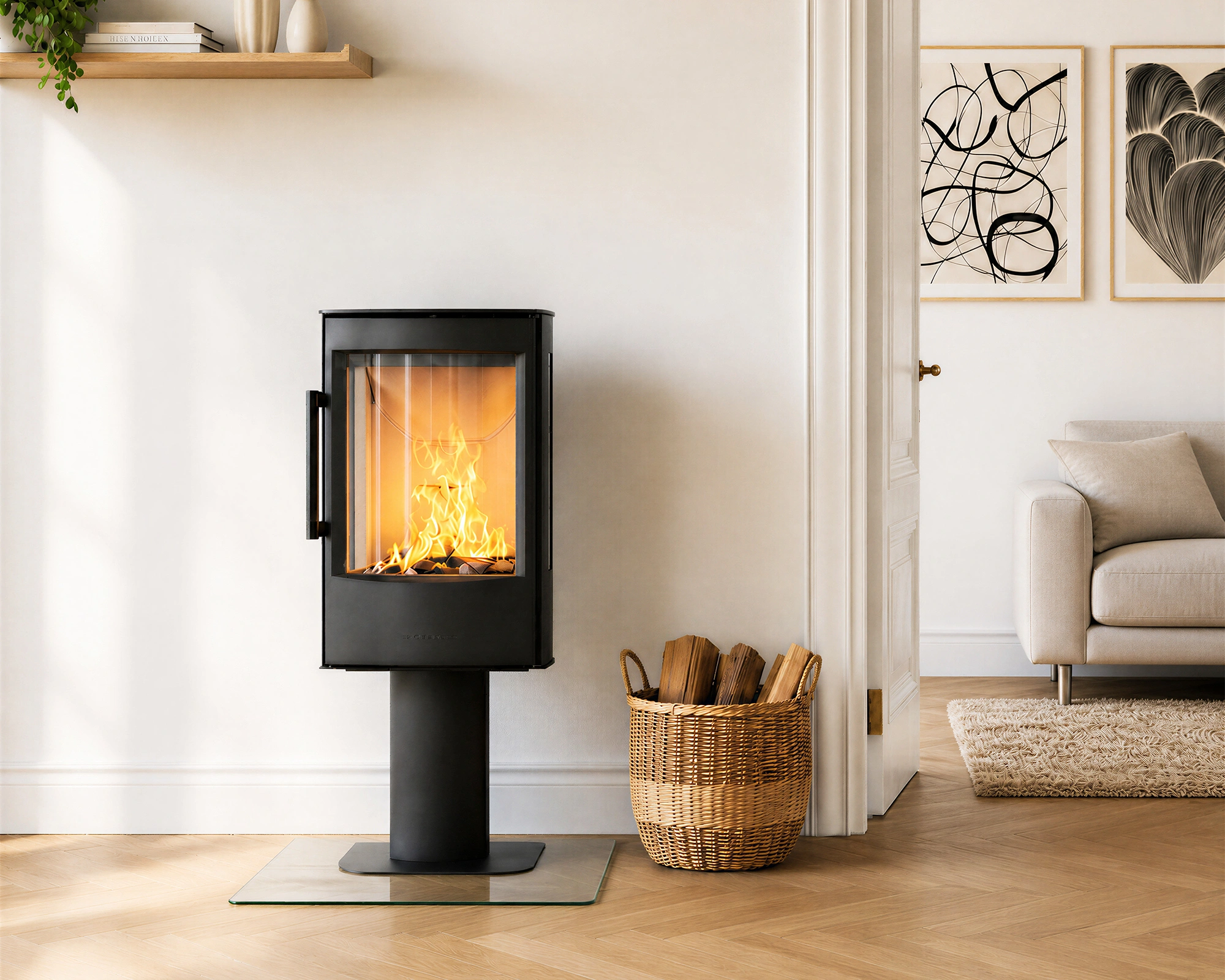 Poêle à bois installé